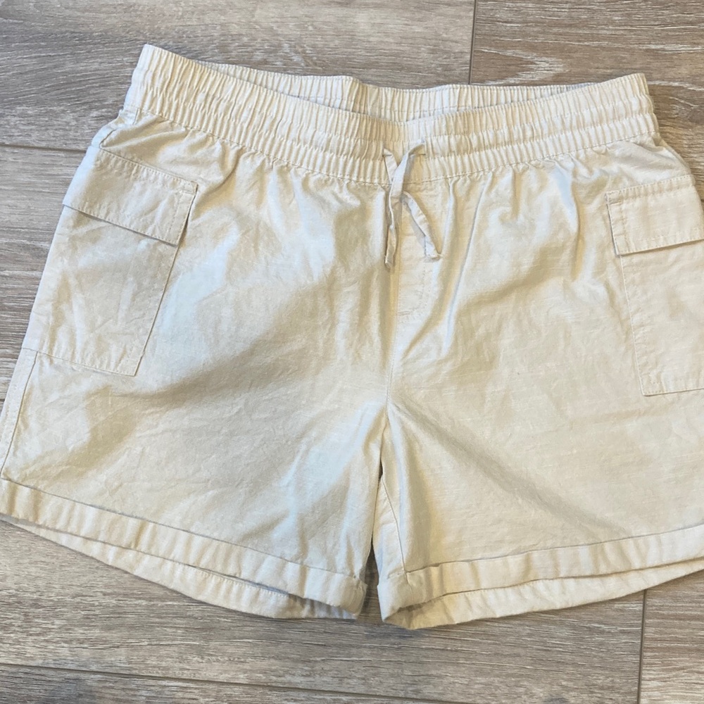 Lands End Girls Cream Drawstring Utility Shorts